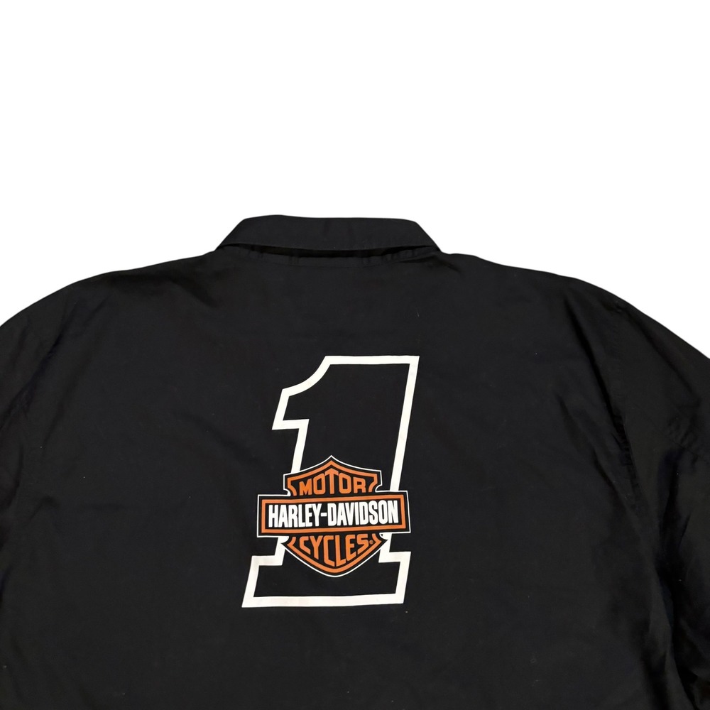 Harley-Davidson Mens 2XL Black Button Up Work Shirt Number 1 Graphic Long Sleeve - Picture 6 of 9